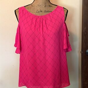 Worthington Pink Asymmetrical Ruffled Blouse